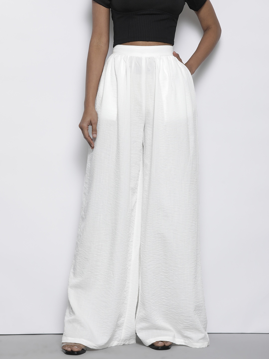 

MISSPAP Women Wide Leg Trousers, White