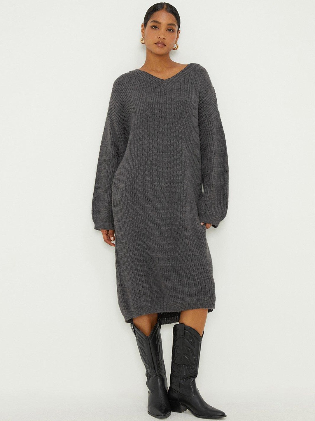 

DOROTHY PERKINS Acrylic Jumper Midi Dress, Charcoal