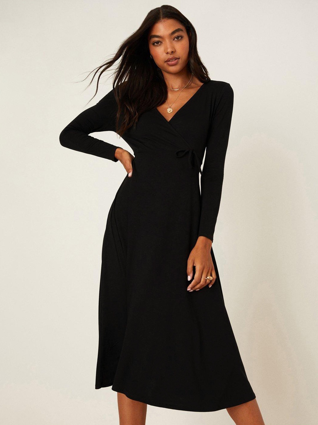 

DOROTHY PERKINS Wrap Style Midi Dress, Black