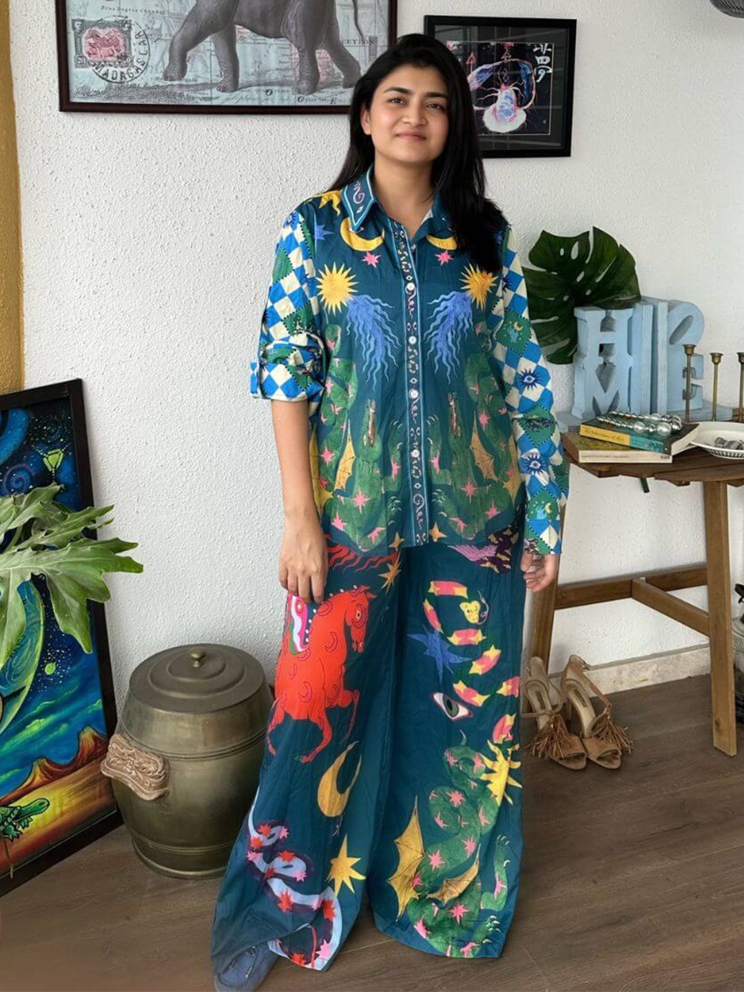 

FancyPants Printed Shirt With Trousers, Multi