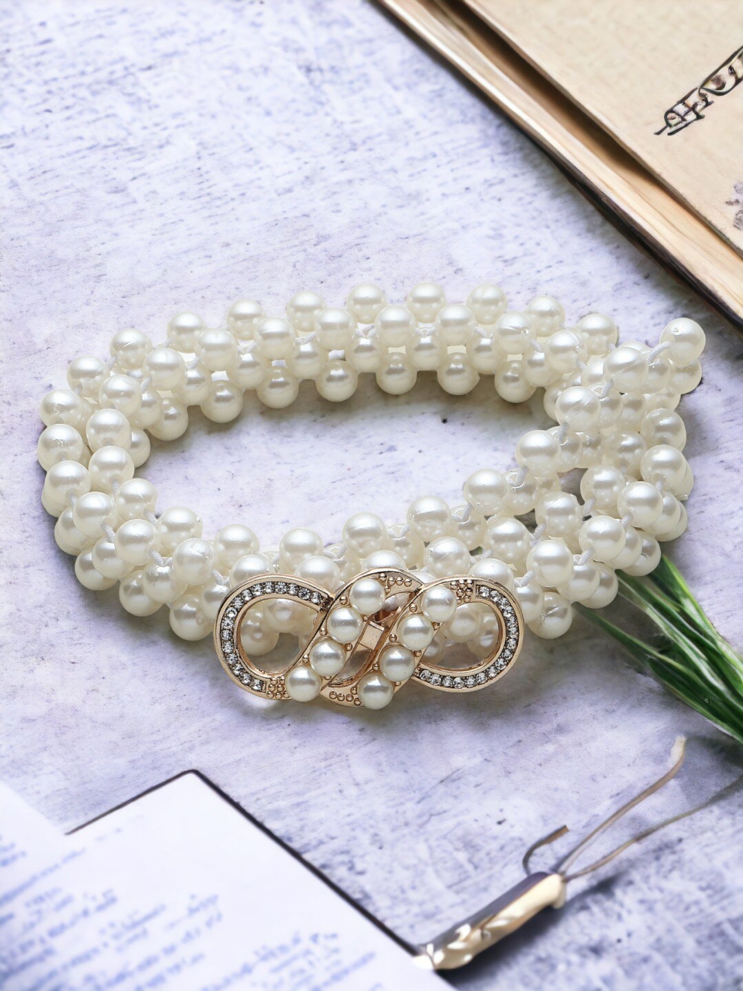 

DressBerry Women White Embellished Belt