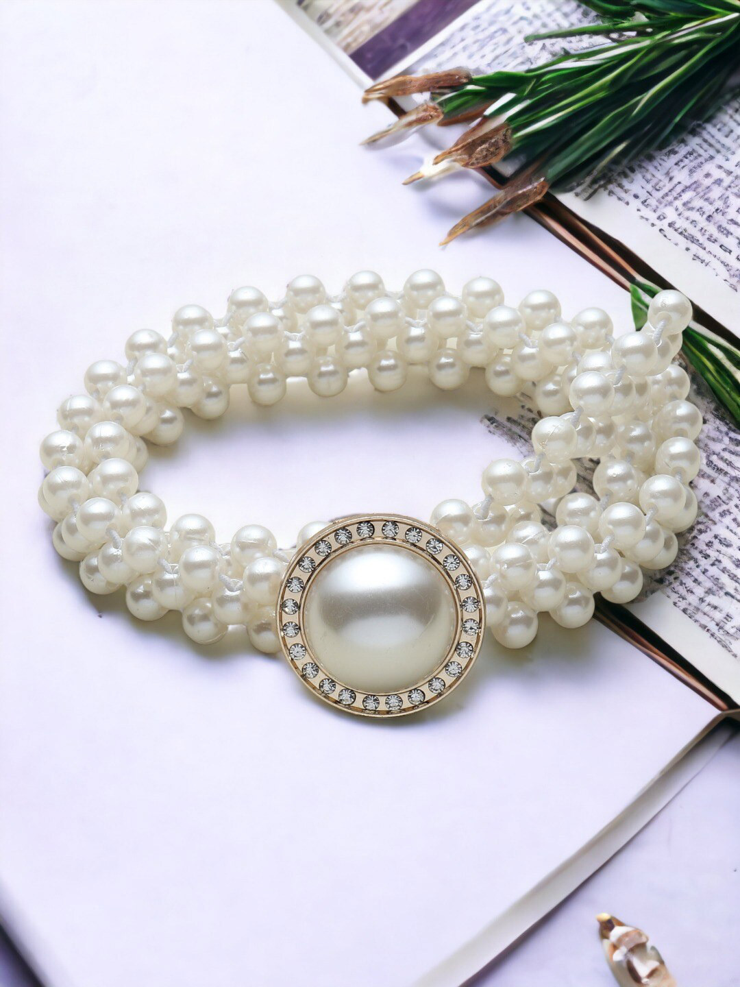 

DressBerry Women White Embellished Belt