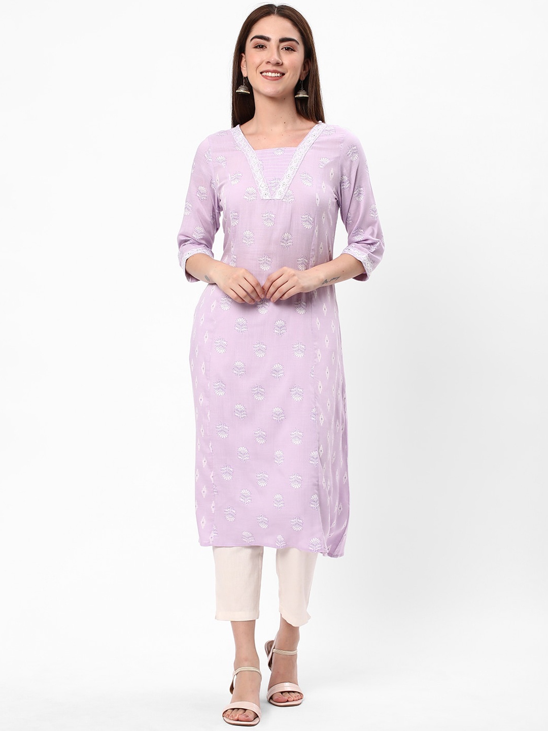 

R&B Floral Printed Kurta, Purple