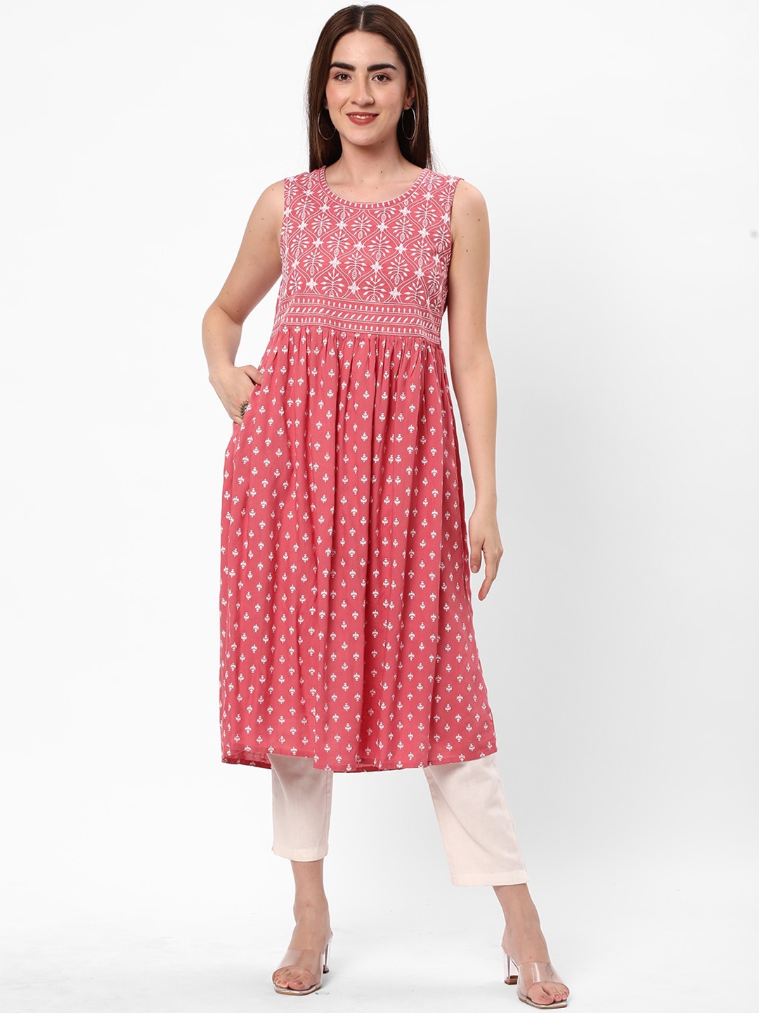 

R&B Ethnic Motifs Printed Thread Work Kurta, Maroon
