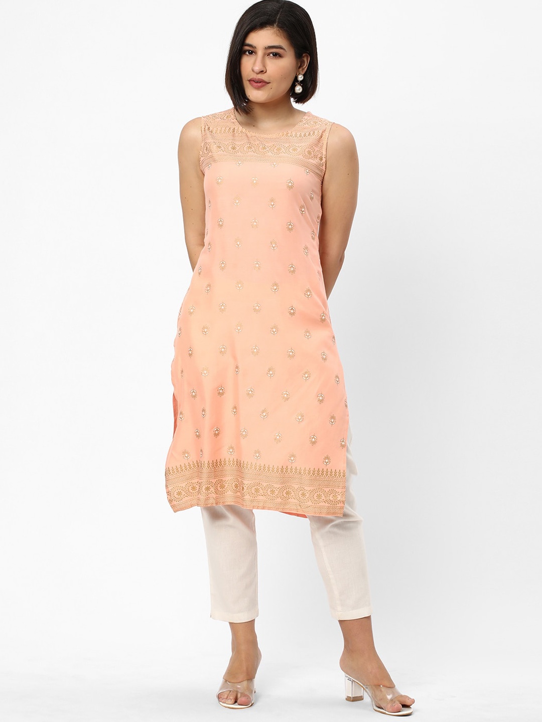 

R&B Ethnic Motifs Printed Regular Kurta, Peach