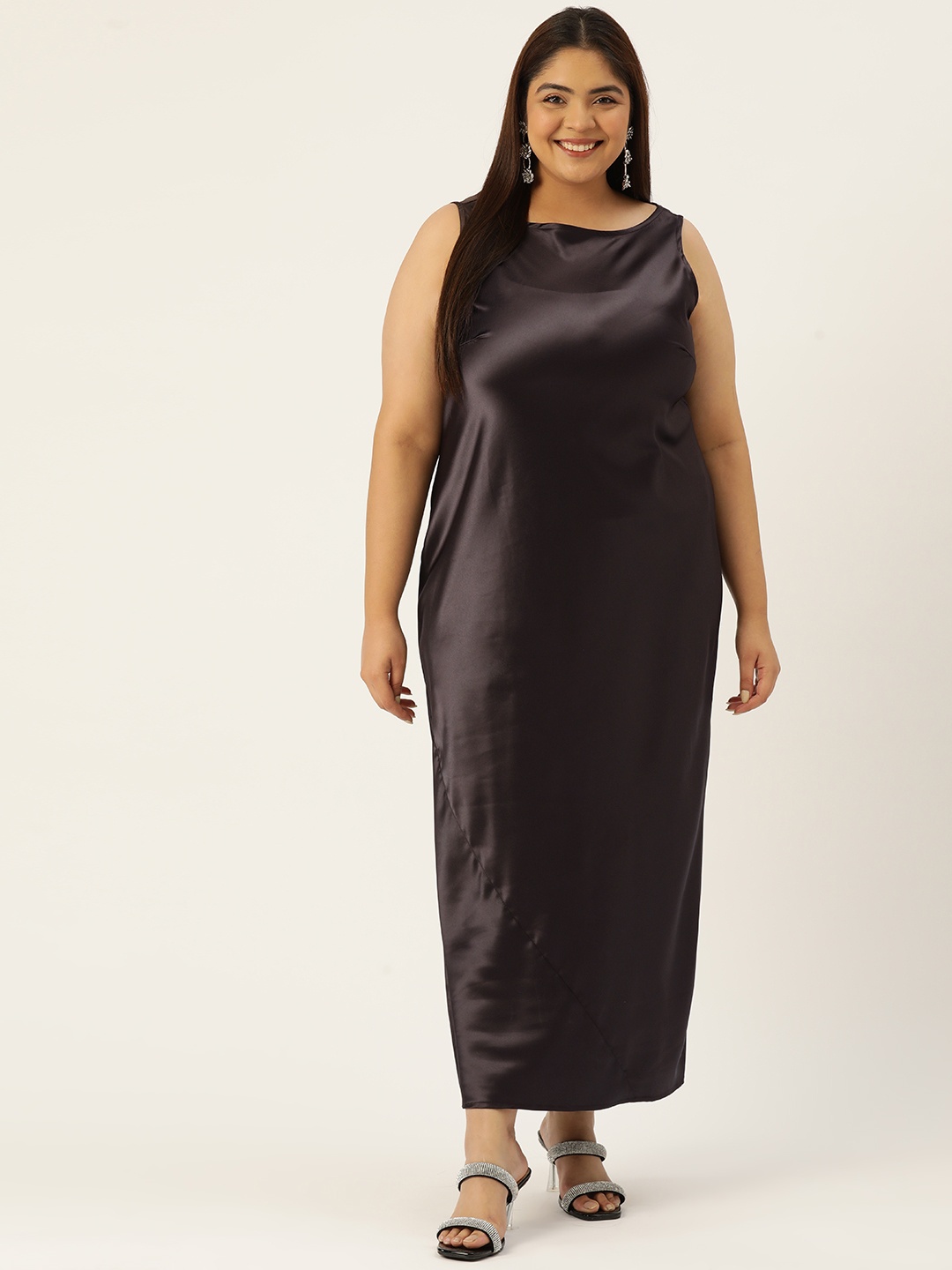 

theRebelinme Plus Size Satin Maxi Dress, Brown