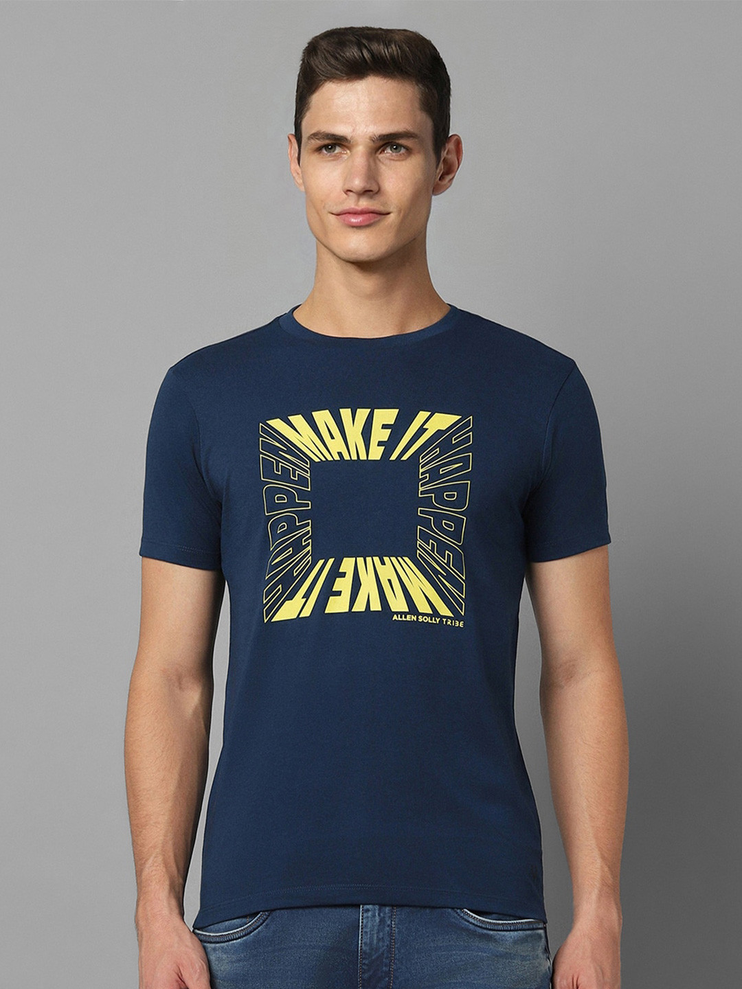 

Allen Solly Tribe Typography Printed Slim Fit T-shirt, Navy blue