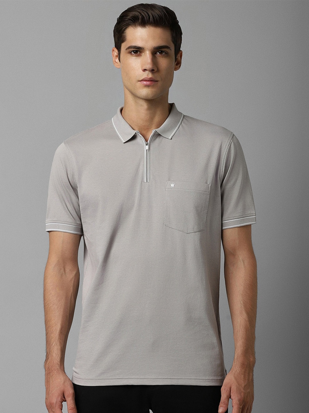 

Louis Philippe Polo Collar Pure Cotton T-shirt, Grey