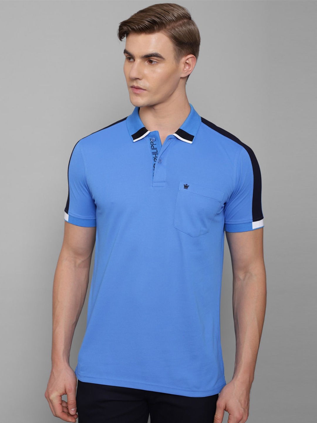 

Louis Philippe Polo Collar Pure Cotton Casual T-shirt, Blue