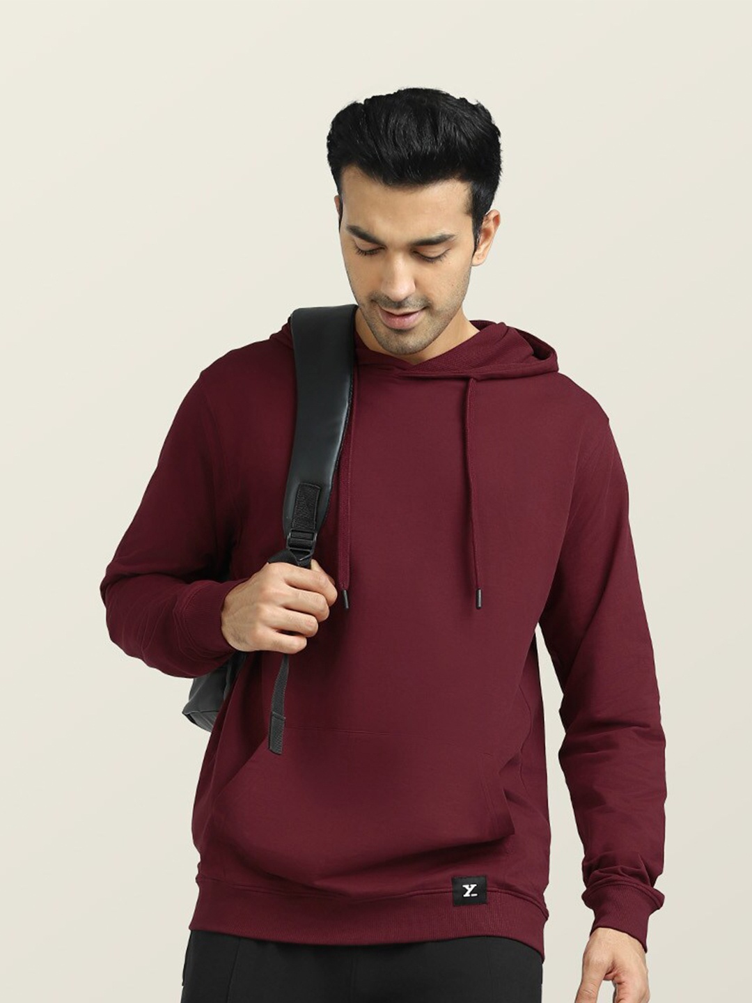 

XYXX Hooded Antimicrobial Cotton Pullover Sweatshirt, Maroon