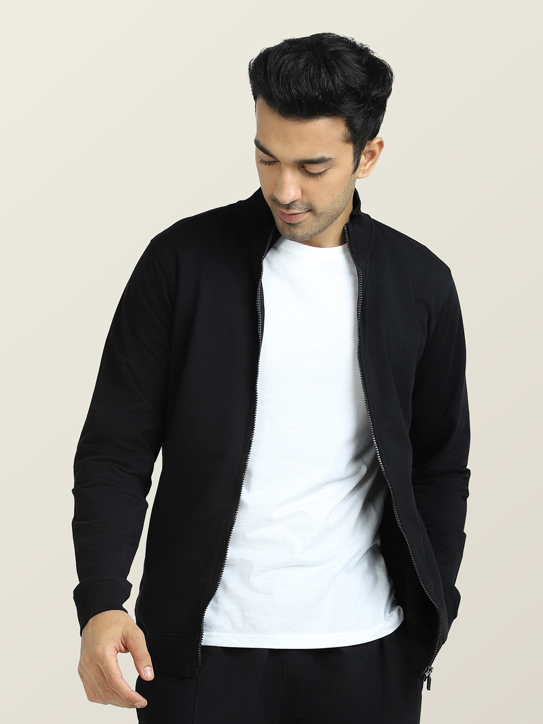 

XYXX Men Solid Cotton Bomber Jacket, Black