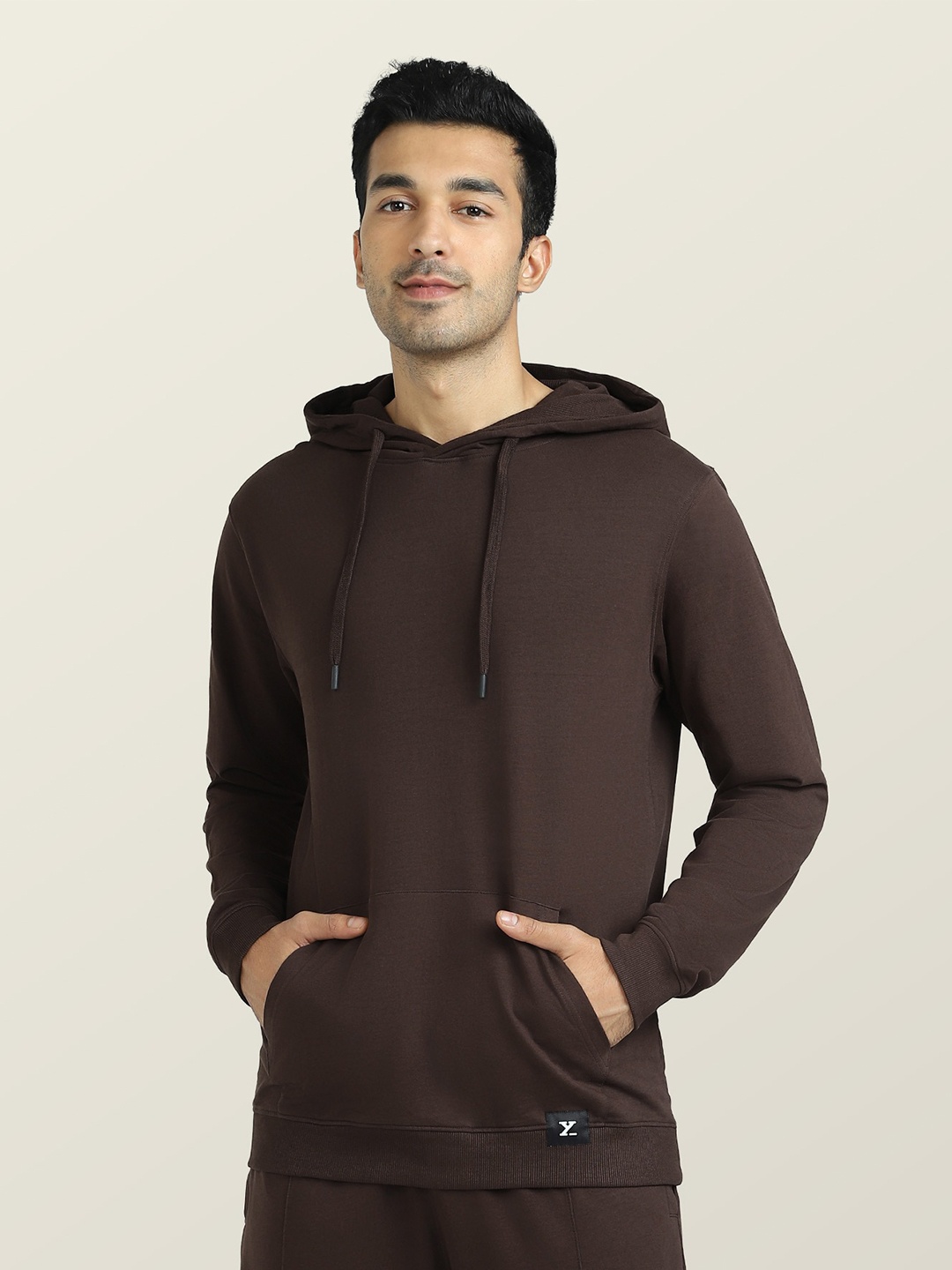 

XYXX Hooded Cotton Pullover, Brown
