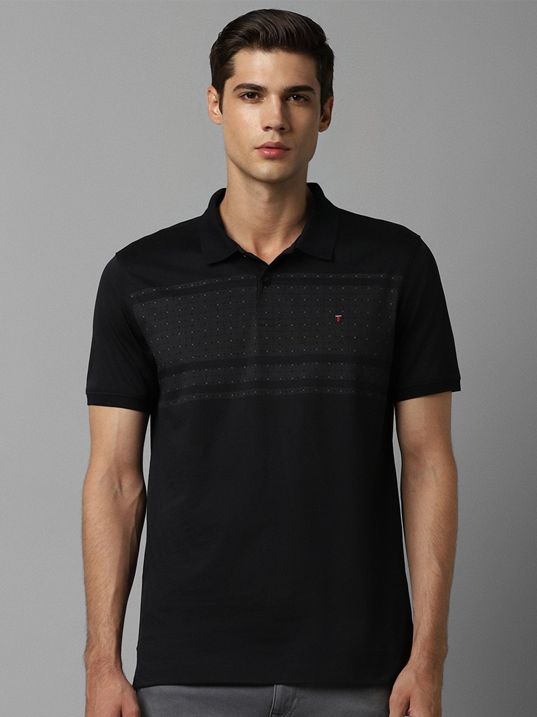 

Louis Philippe Sport Polo Collar Pure Cotton Slim Fit T-shirt, Black