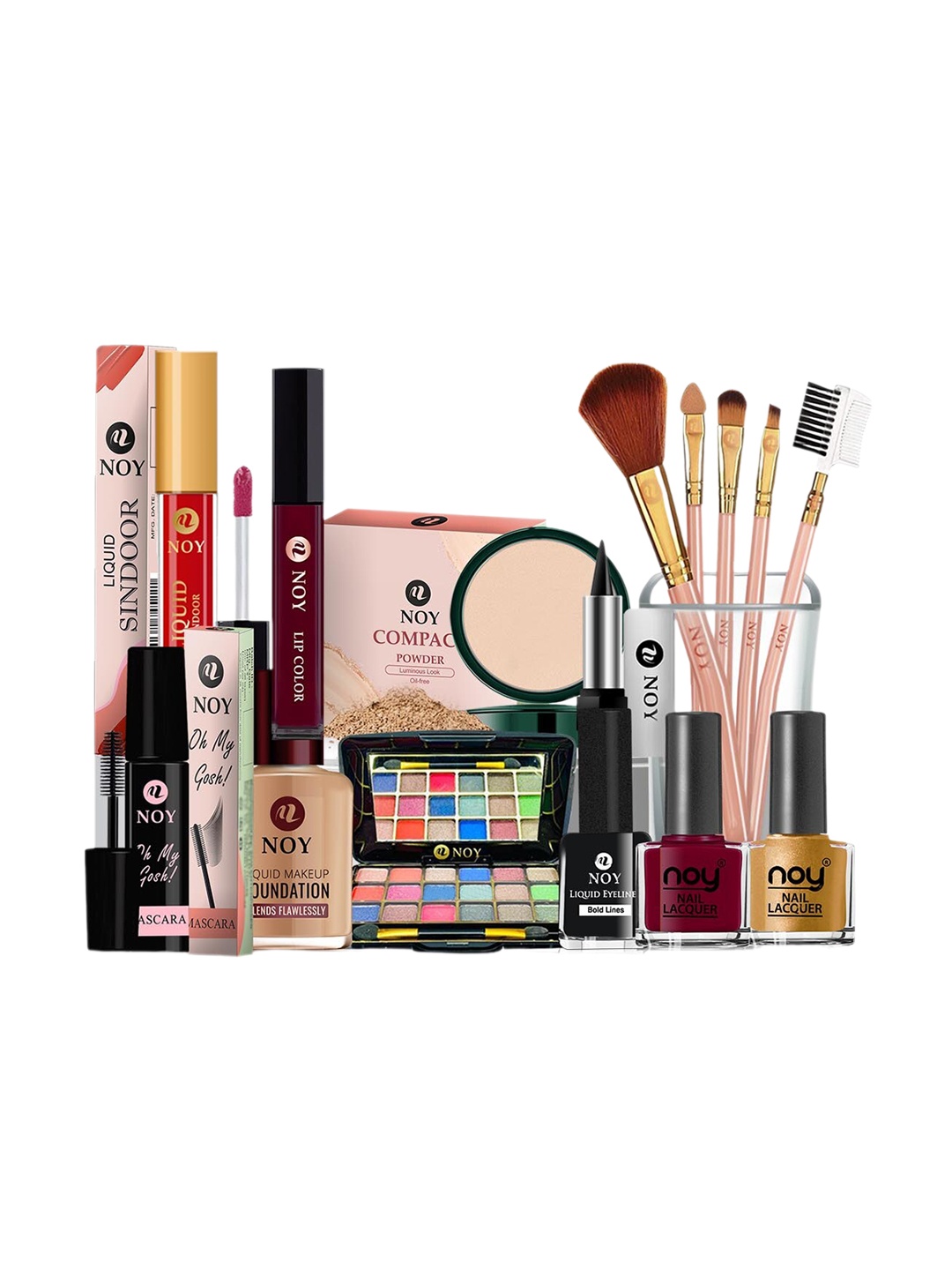 

NOY Set of 15 Natural Glow Makeup Kit, Red