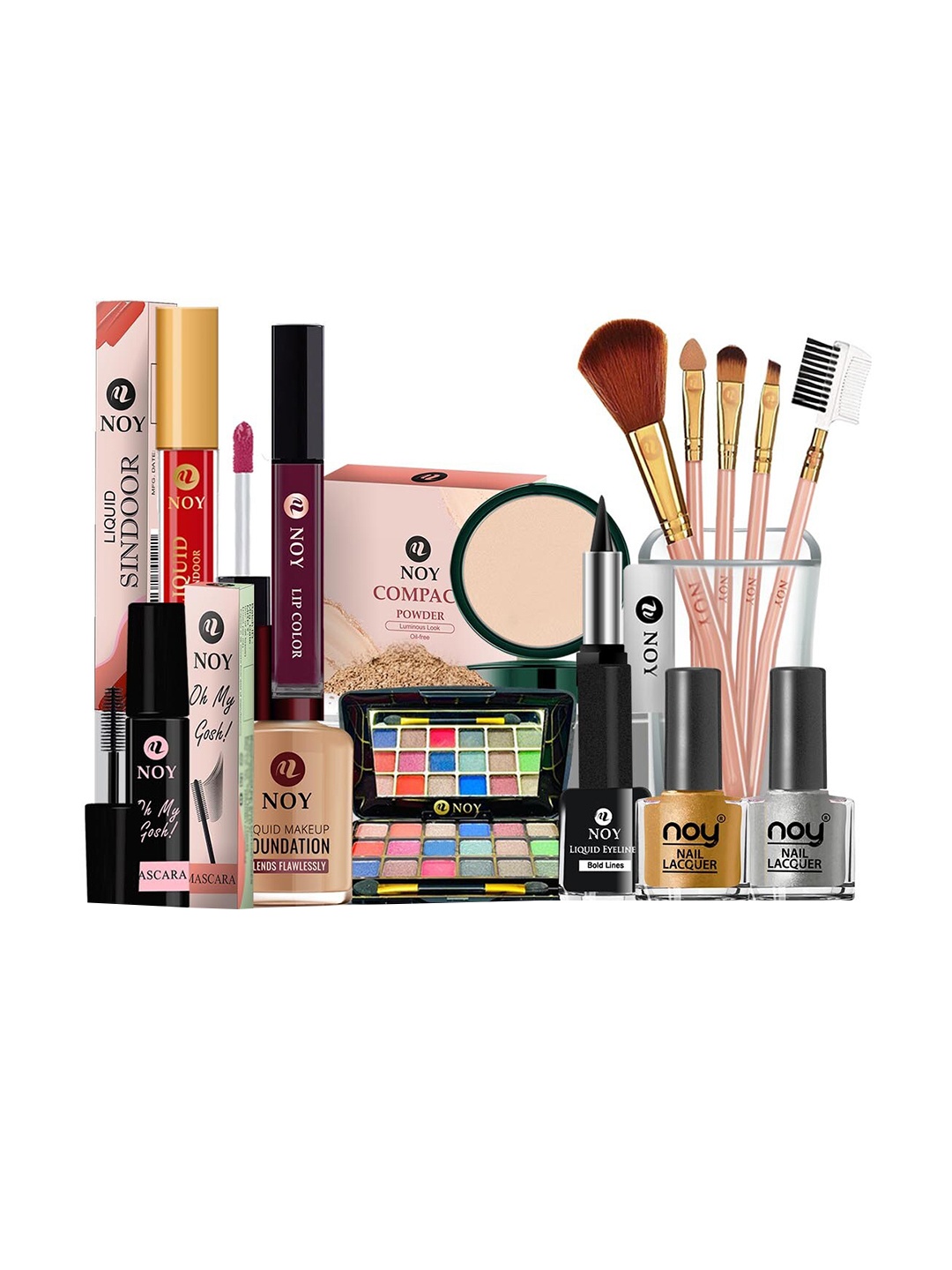 

NOY Set of 15 Harmonia- Balanced Beauty Makeup Kit, Silver