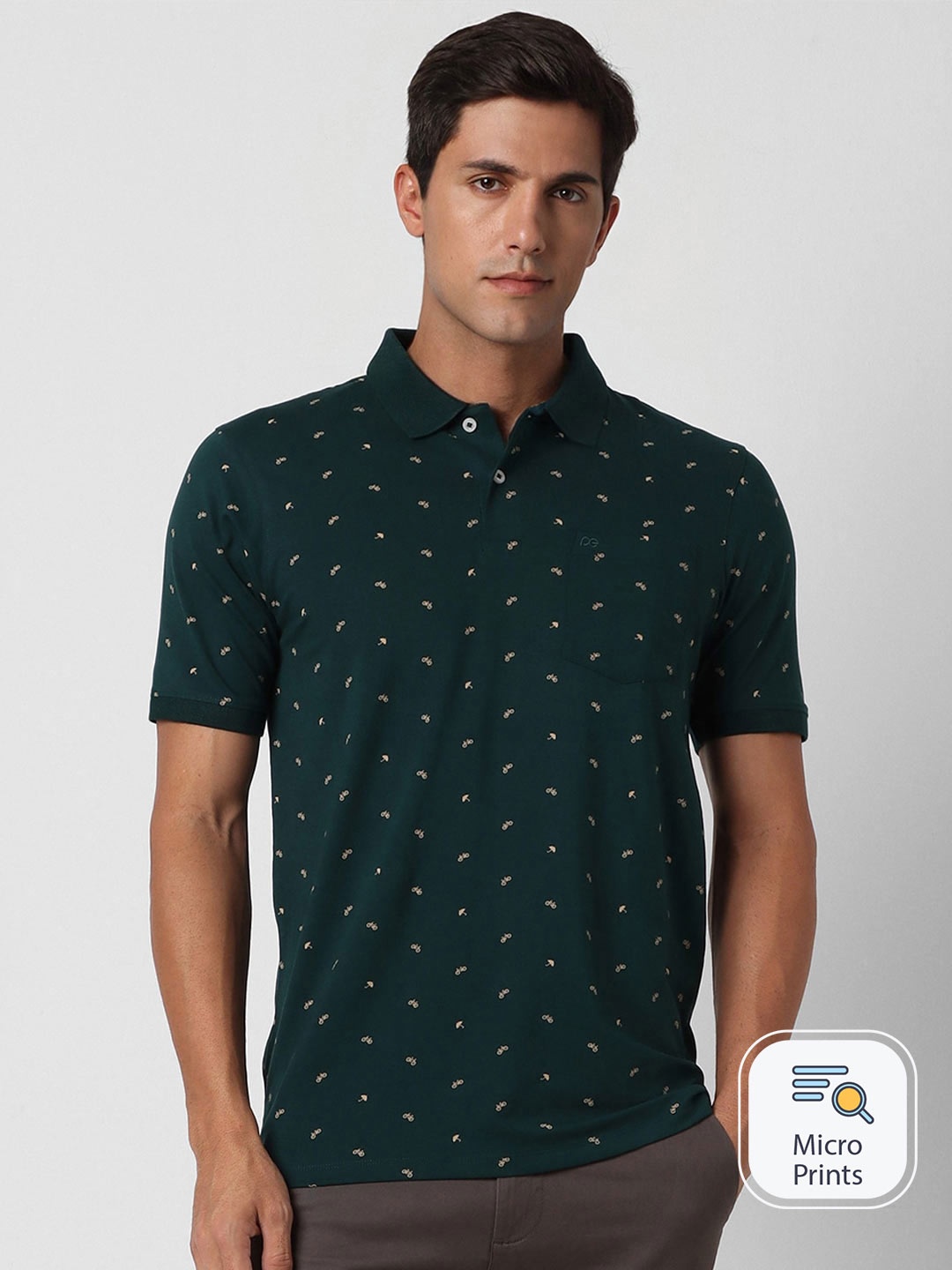 

Peter England Casuals Conversational Printed Polo Collar T-shirt, Green