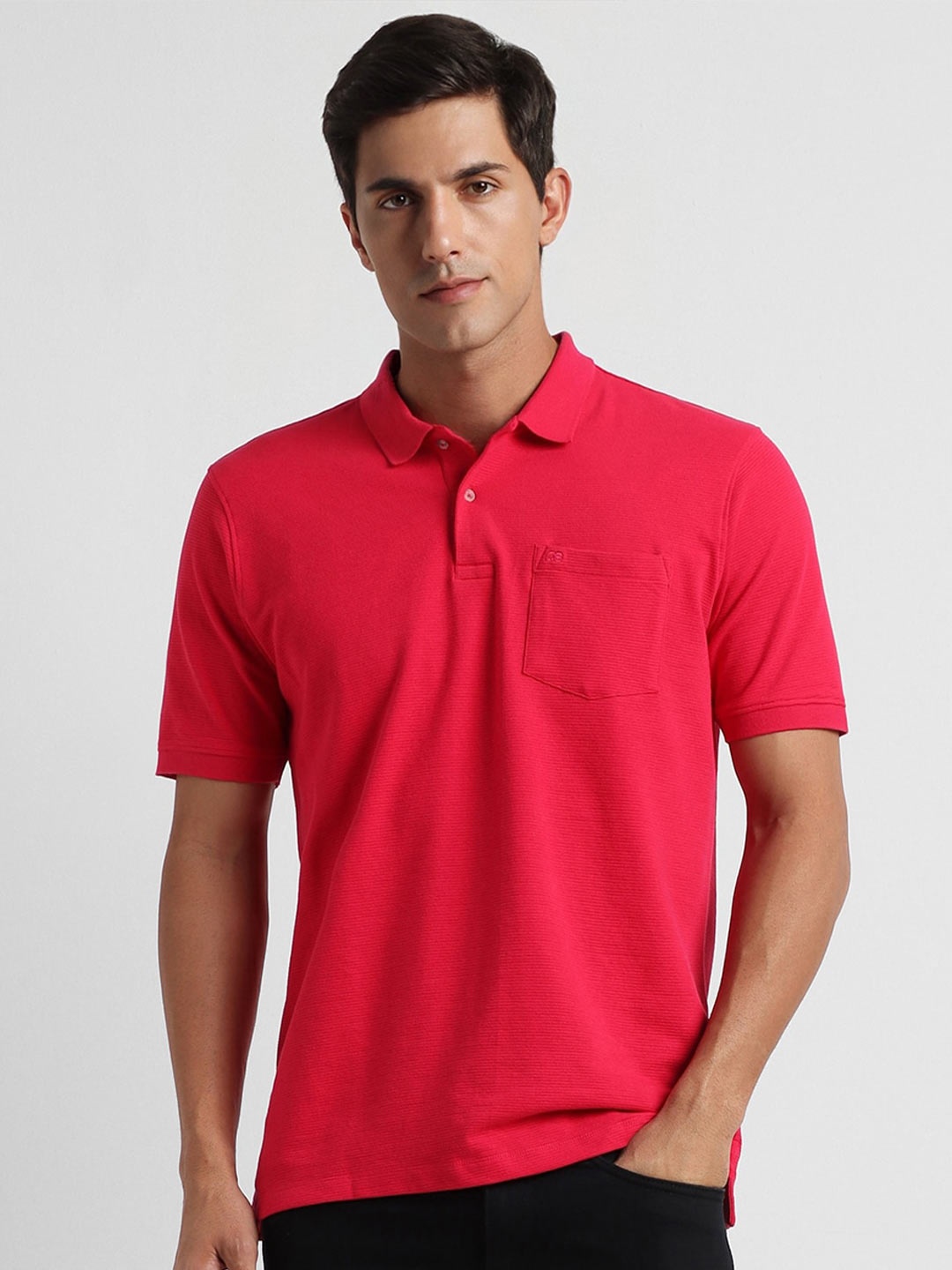 

Peter England Casuals Polo Collar Slim Fit T-shirt, Red