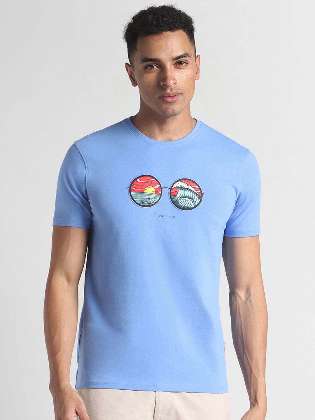 

SIMON CARTER LONDON Graphic Printed Slim Fit T-shirt, Blue