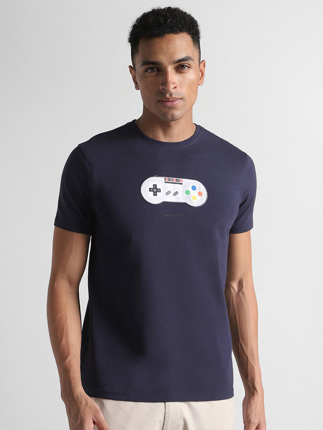 

SIMON CARTER LONDON Graphic Printed Slim Fit T-Shirt, Navy blue