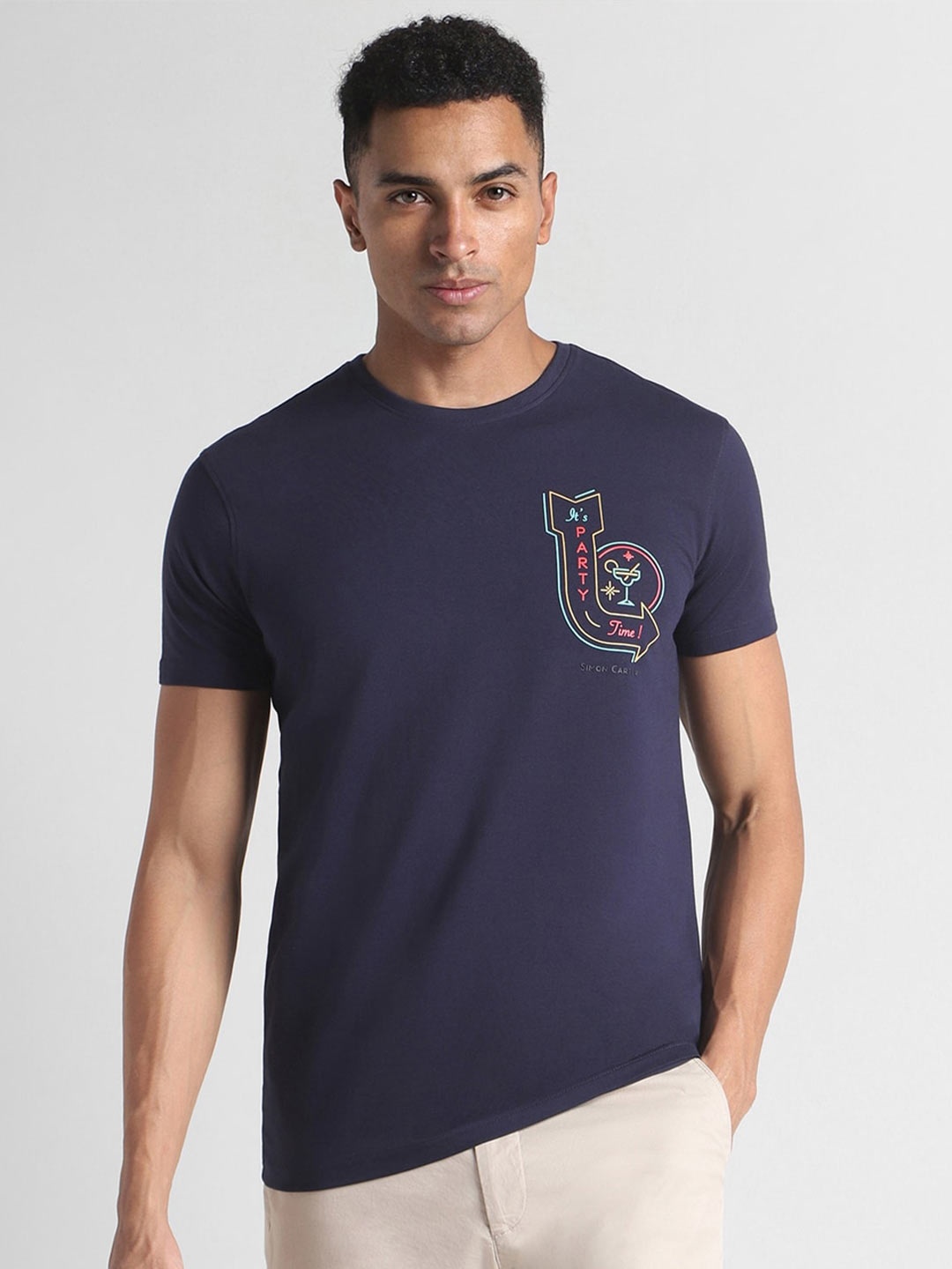 

SIMON CARTER LONDON Typography Printed Slim Fit T-Shirt, Navy blue