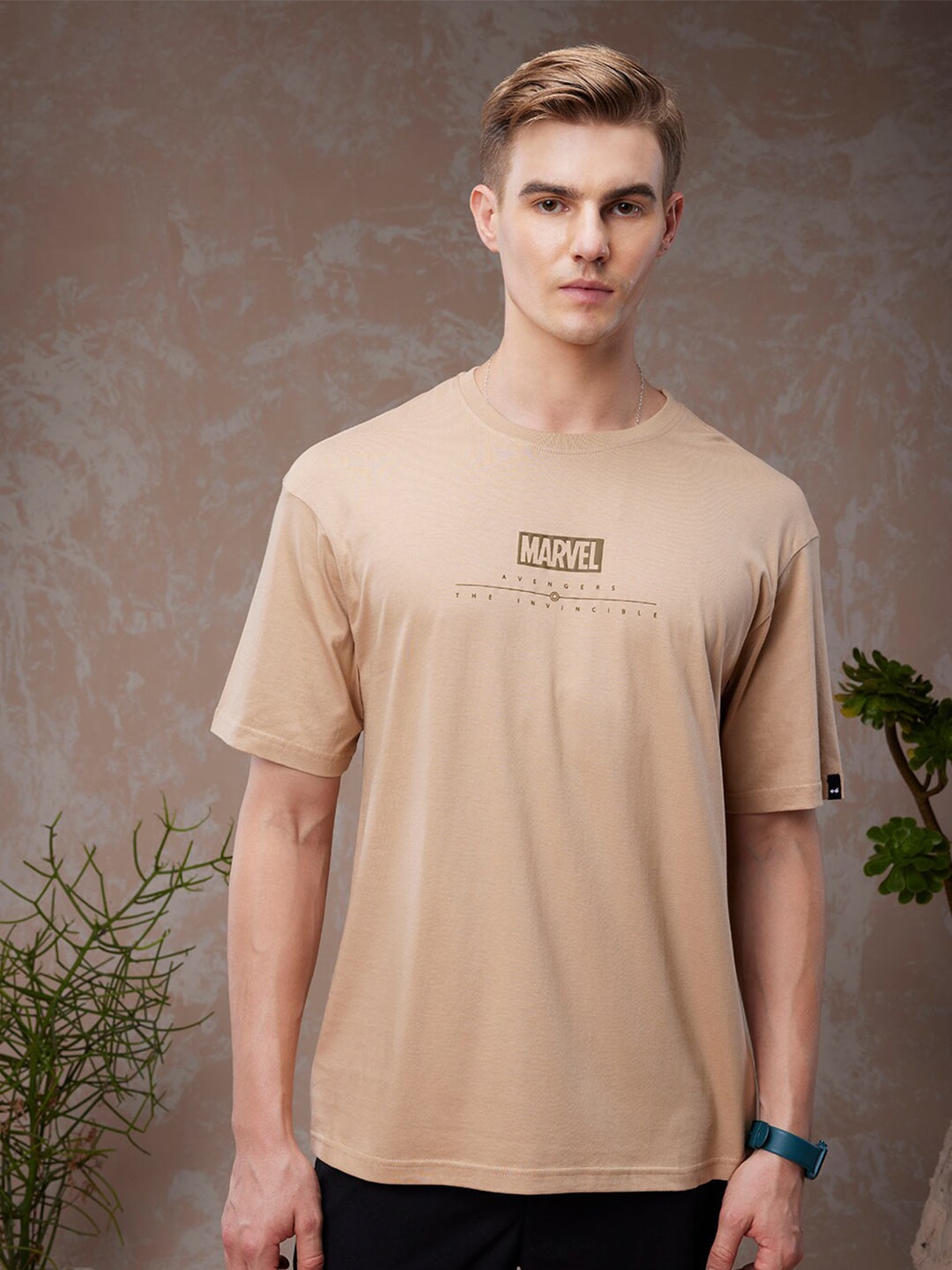 

Bewakoof American Pima Official Marvel Merchandise Iron Man Oversized T-shirt, Brown