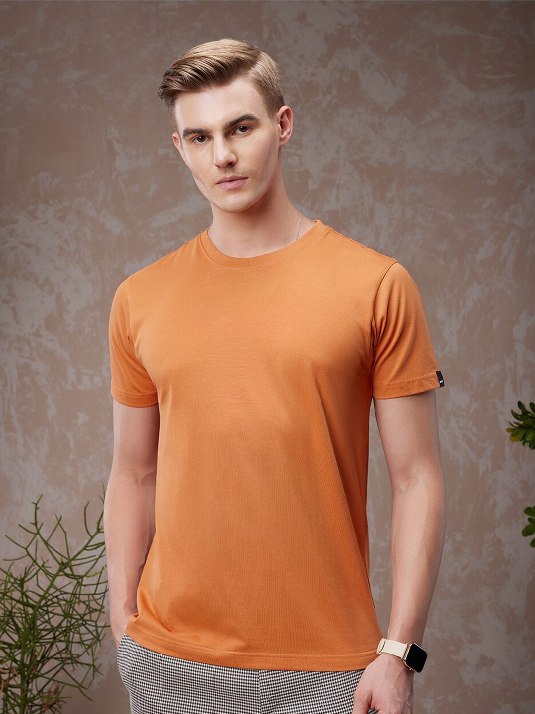 

Bewakoof American Pima Solid T-shirt, Orange