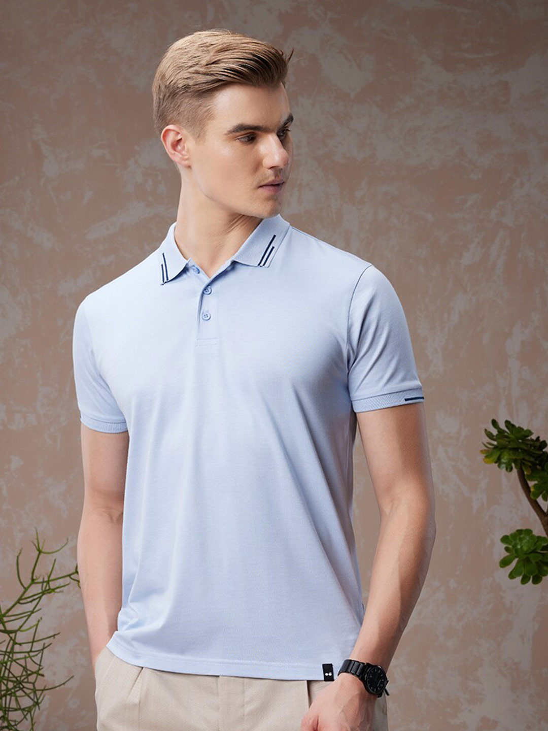 

Bewakoof American Pima Polo Collar T-shirt, Blue