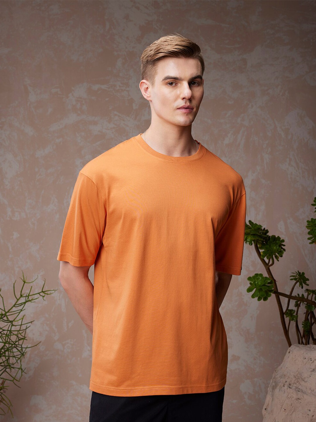 

Bewakoof American Pima Oversized T-shirt, Orange