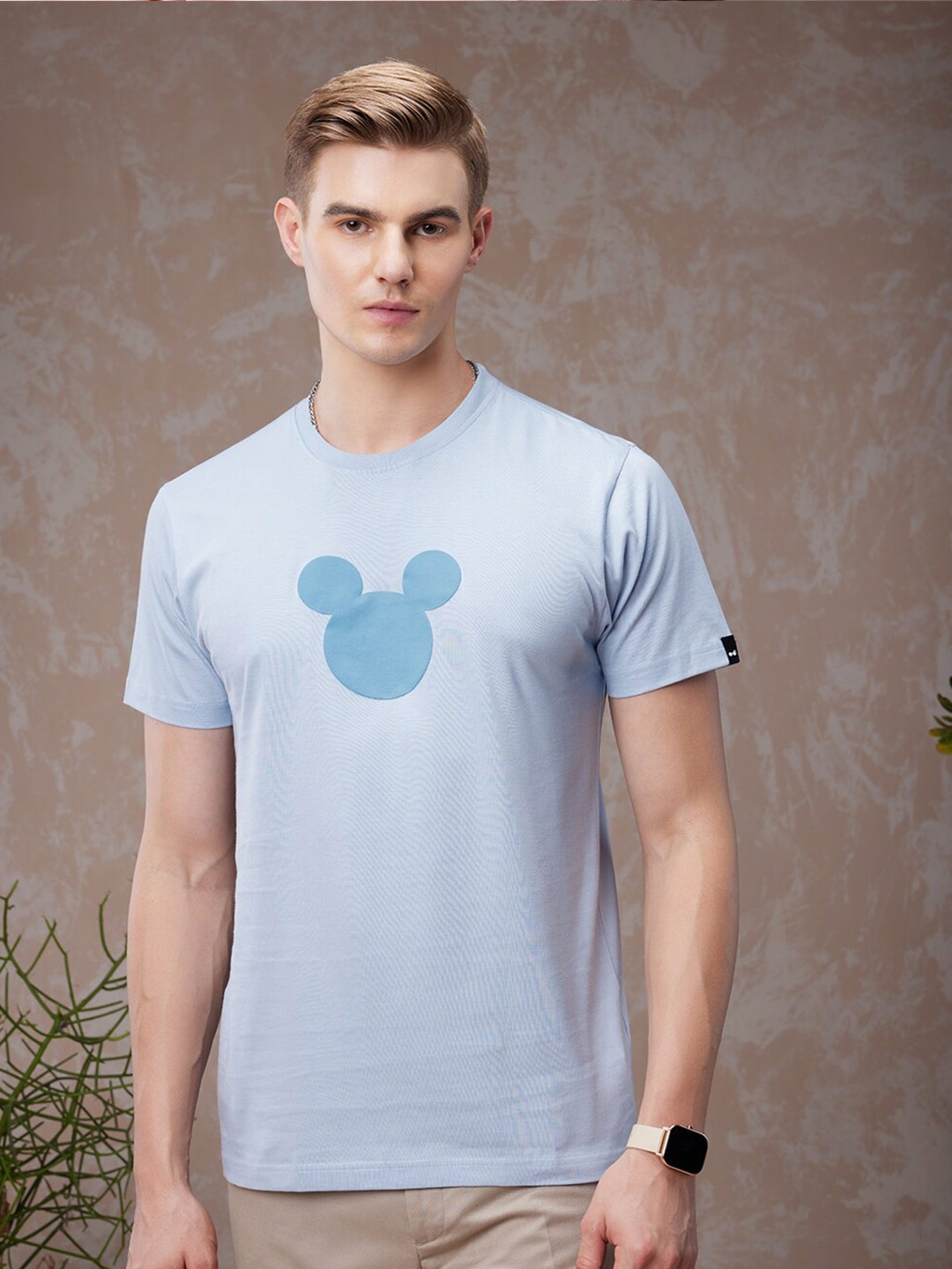 

Bewakoof American Pima Official Disney Merchandise Mickey Mouse Printed T-shirt, Blue