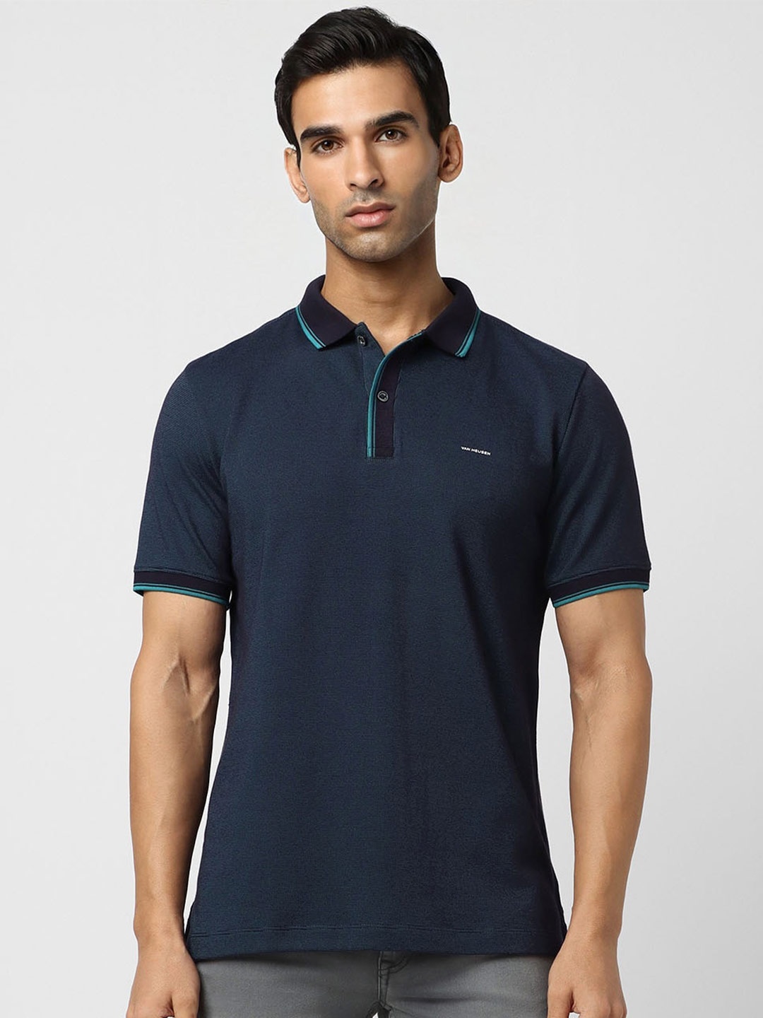 

Van Heusen Polo Collar Short Sleeves T-shirt, Navy blue