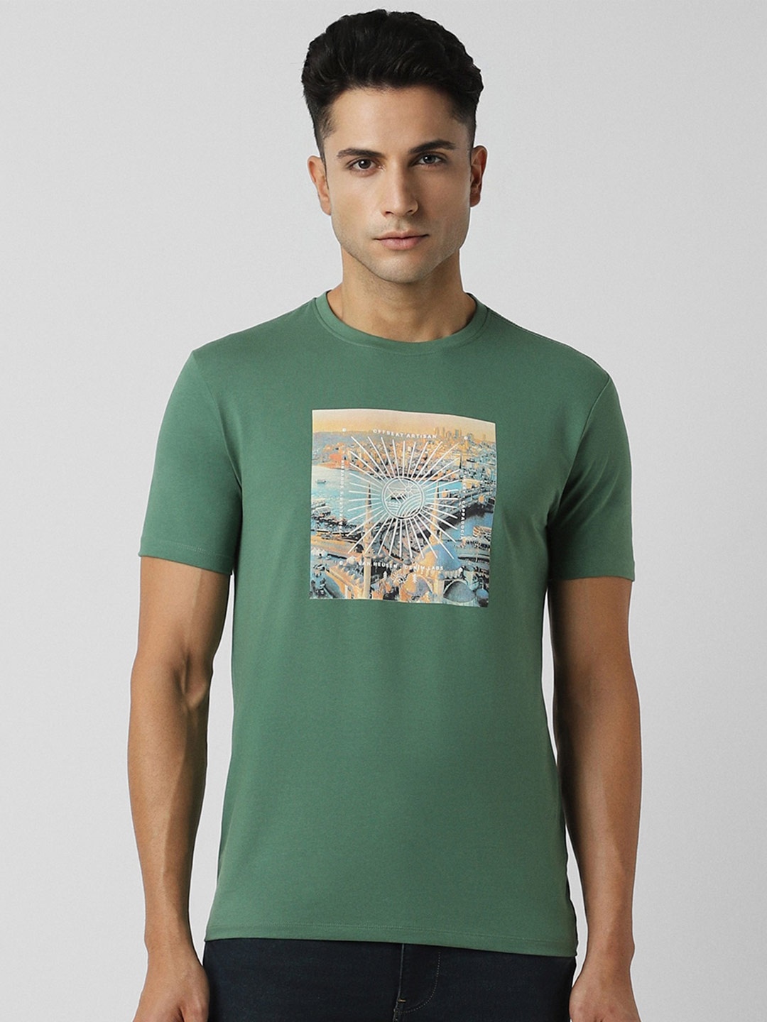 

VAN HEUSEN DENIM LABS Graphic Printed Casual T-Shirt, Green