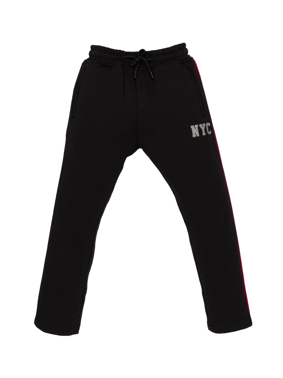 

Status Quo Boys Typography Printed Cotton Mid Rise Track Pants, Black