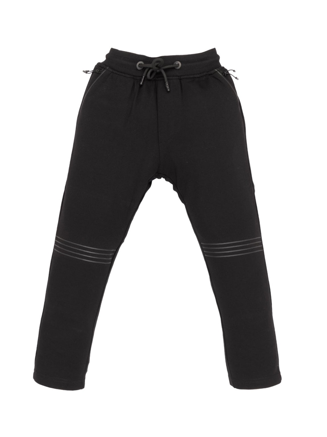 

Status Quo Boys Mid Rise Stretchable Track Pants, Black