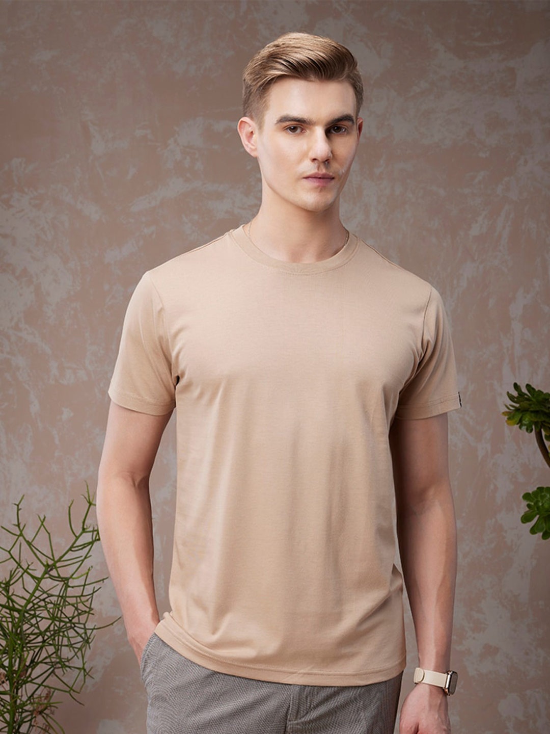 

Bewakoof Plus American Pima T-shirt, Brown