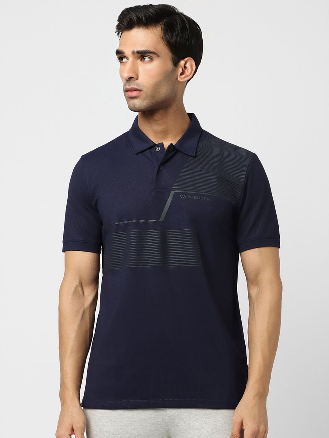 

Van Heusen Flex Polo Collar Cotton T-shirt, Navy blue