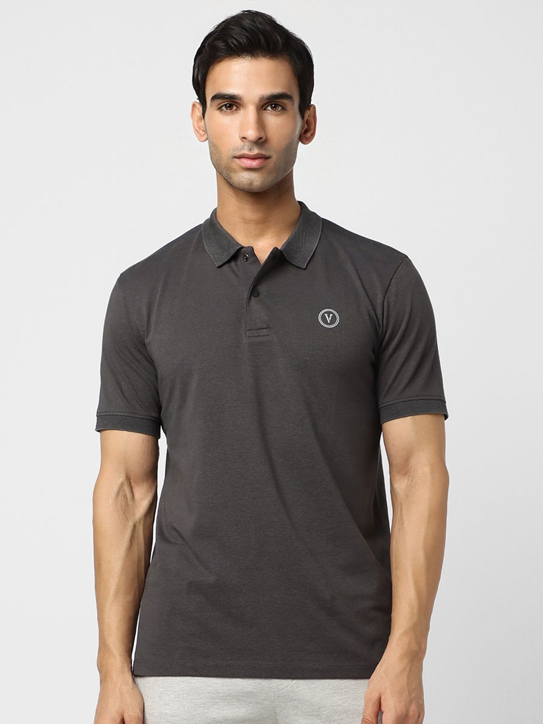 

Van Heusen Flex Polo Collar Cotton T-shirt, Grey