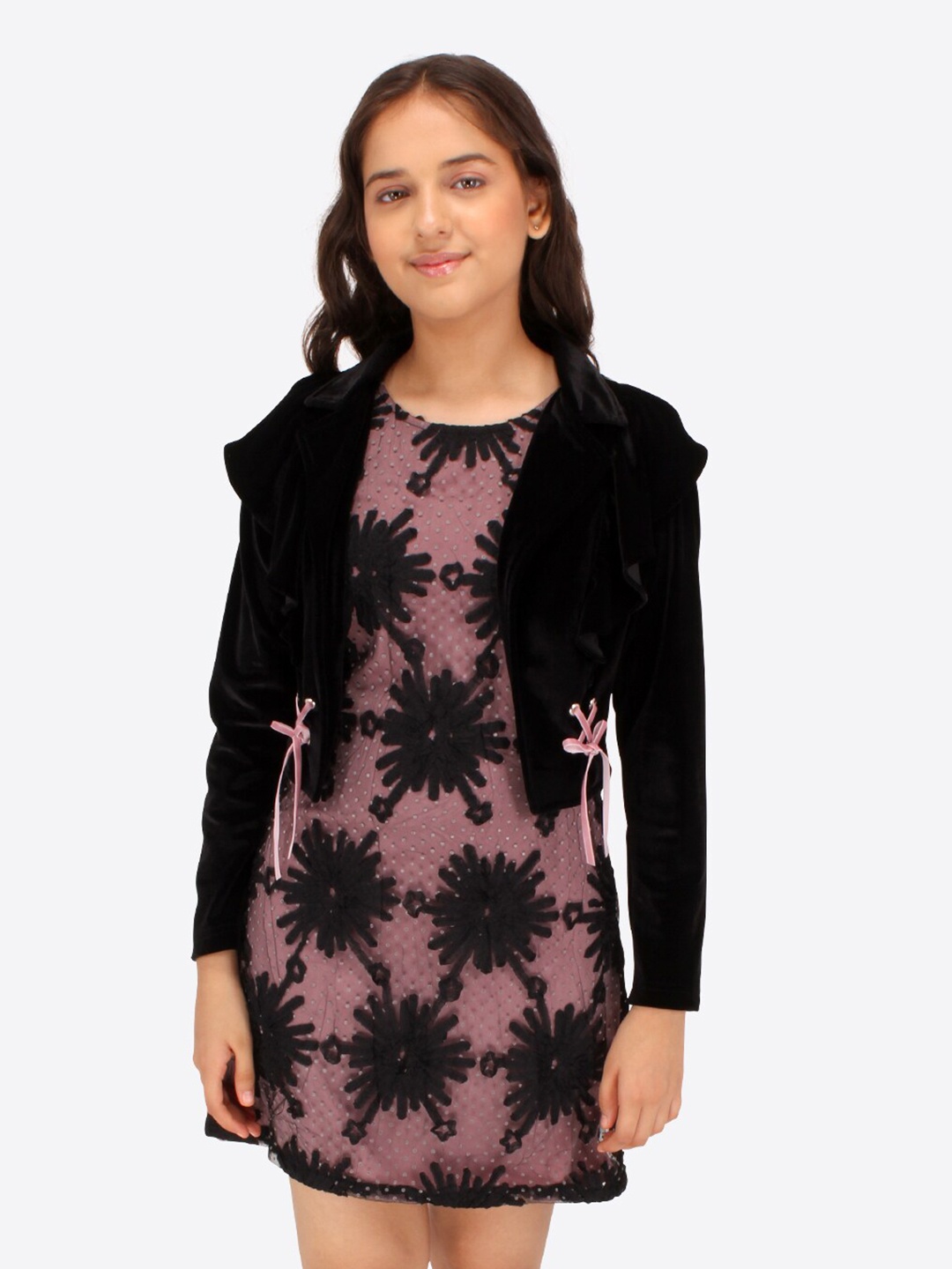 

CUTECUMBER Girls Embellished Sheath Dress With Shrug, Mauve