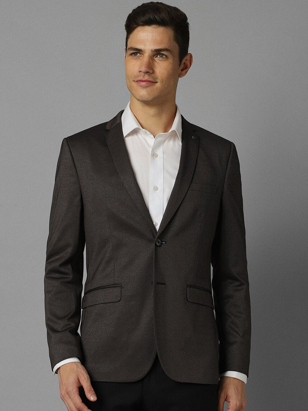 

Allen Solly Printed Slim-Fit Single Breasted Blazer, Brown