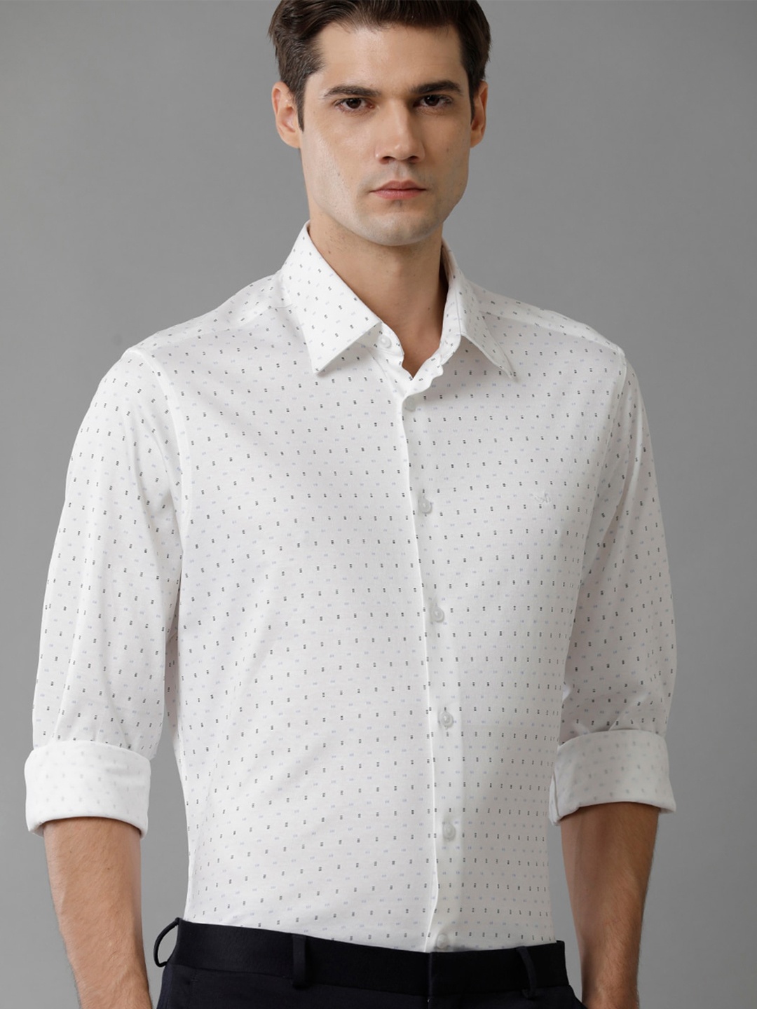 

Aldeno Micro Ditsy Printed Comfort Opaque Cotton Casual Shirt, White