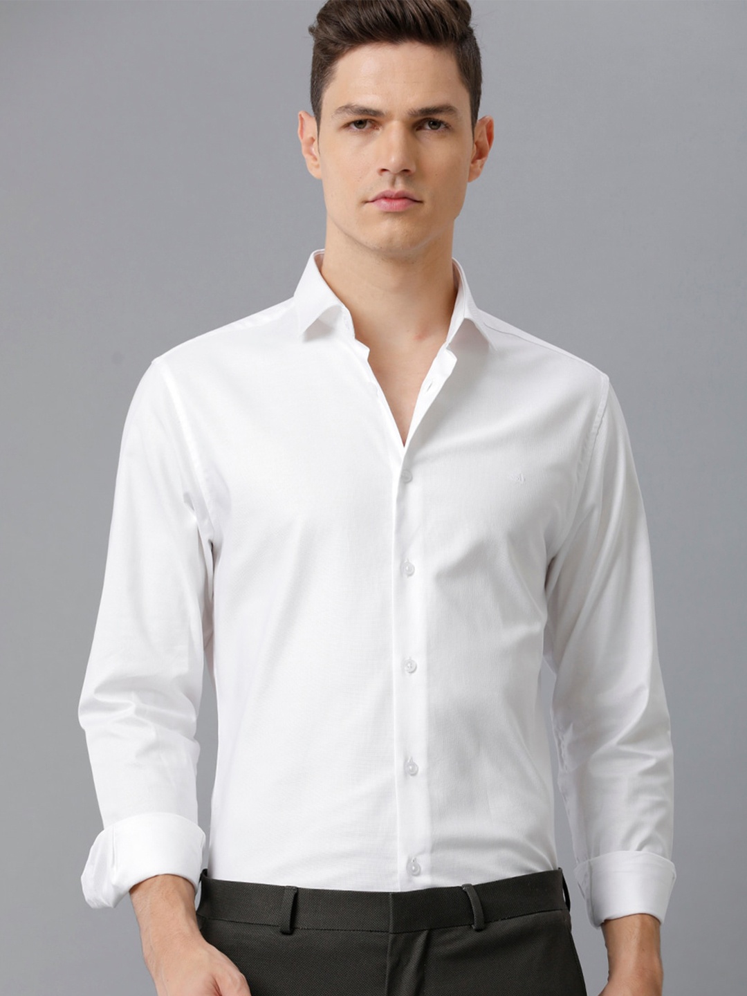 

Aldeno Indian Slim Spread Collar Pure Cotton Formal Shirt, White