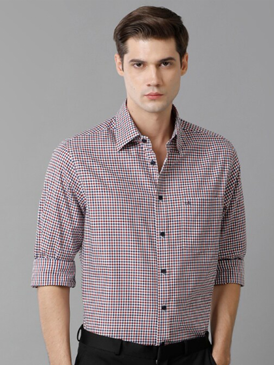 

Aldeno Comfort Gingham Checks Casual Shirt, White