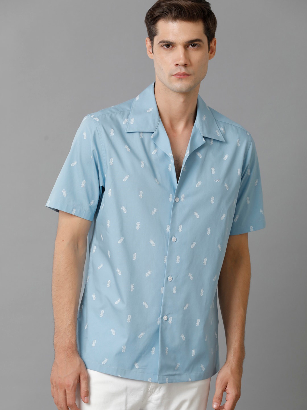 

Aldeno Comfort Conversational Printed Pure Cotton Casual Shirt, Blue