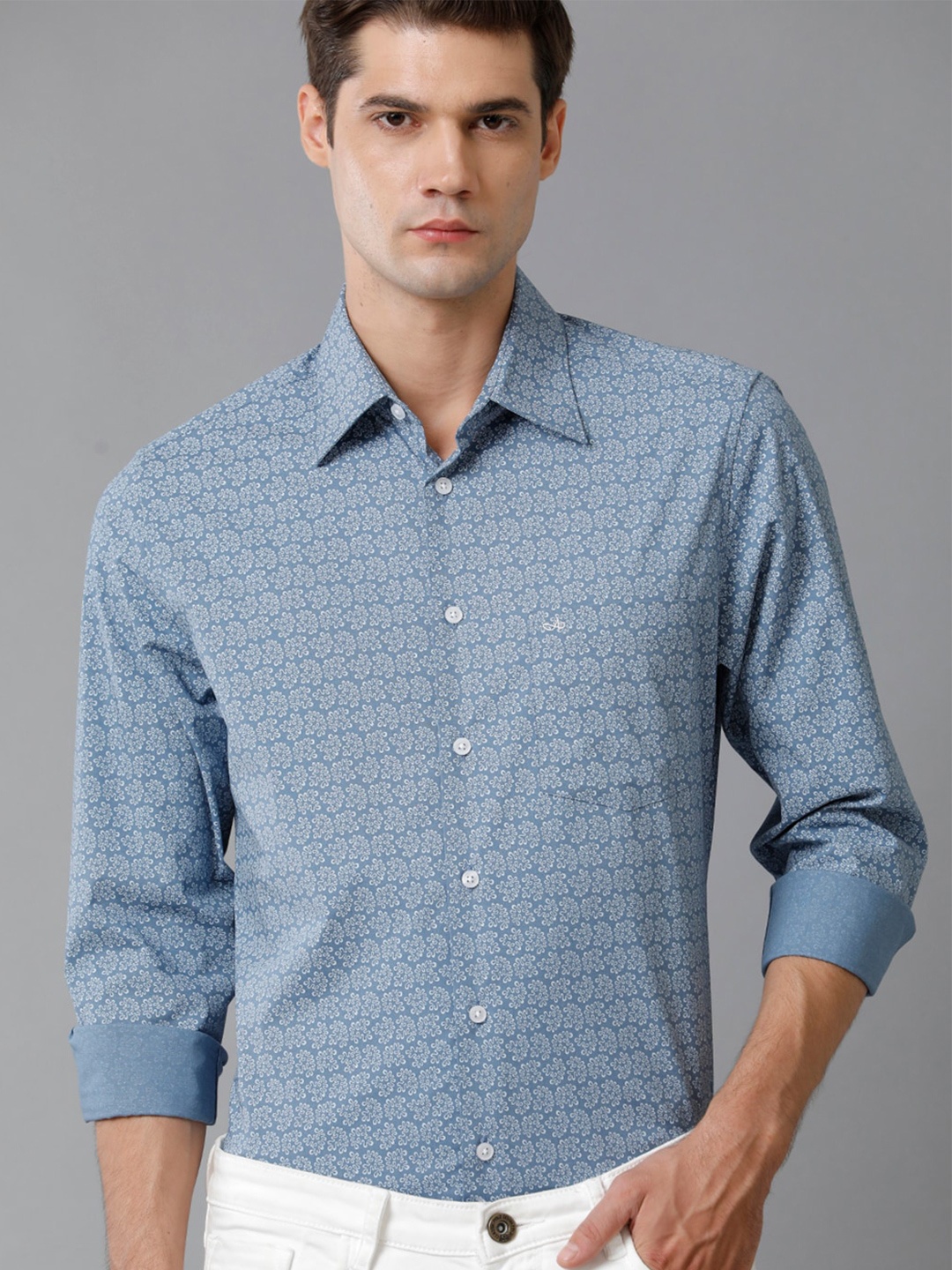 

Aldeno India Slim Ethnic Motifs Printed Casual Shirt, Blue