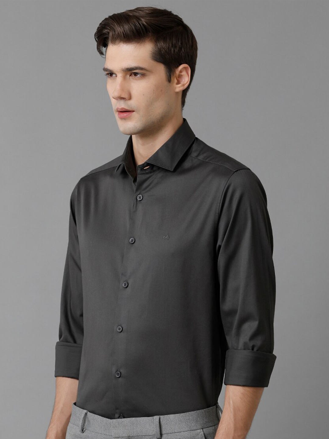 

Aldeno Spread Collar Comfort Regular Fit Opaque Formal Shirt, Grey