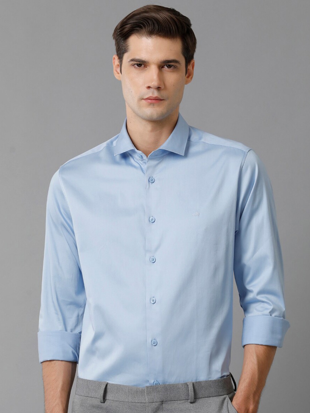 

Aldeno Spread Collar Comfort Regular Fit Opaque Formal Shirt, Blue