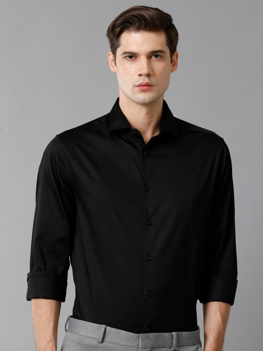 

Aldeno Spread Collar Comfort Regular Fit Opaque Formal Shirt, Black