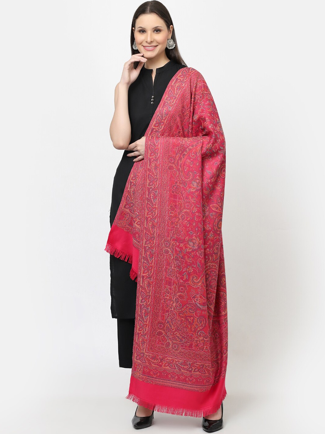 

WEAVERS VILLA Paisley Woven Design Shawl, Pink