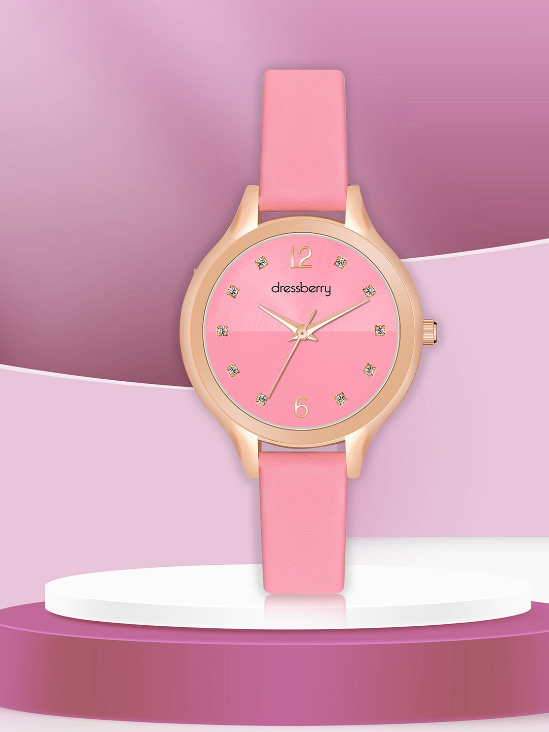 

DressBerry Women Brass Printed Dial Leather Straps Analogue Watch DB-202-Pink