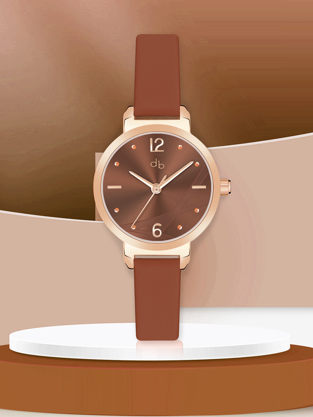 

DressBerry Women Brass Dial Leather Straps Analogue Watch DB-203-Brown