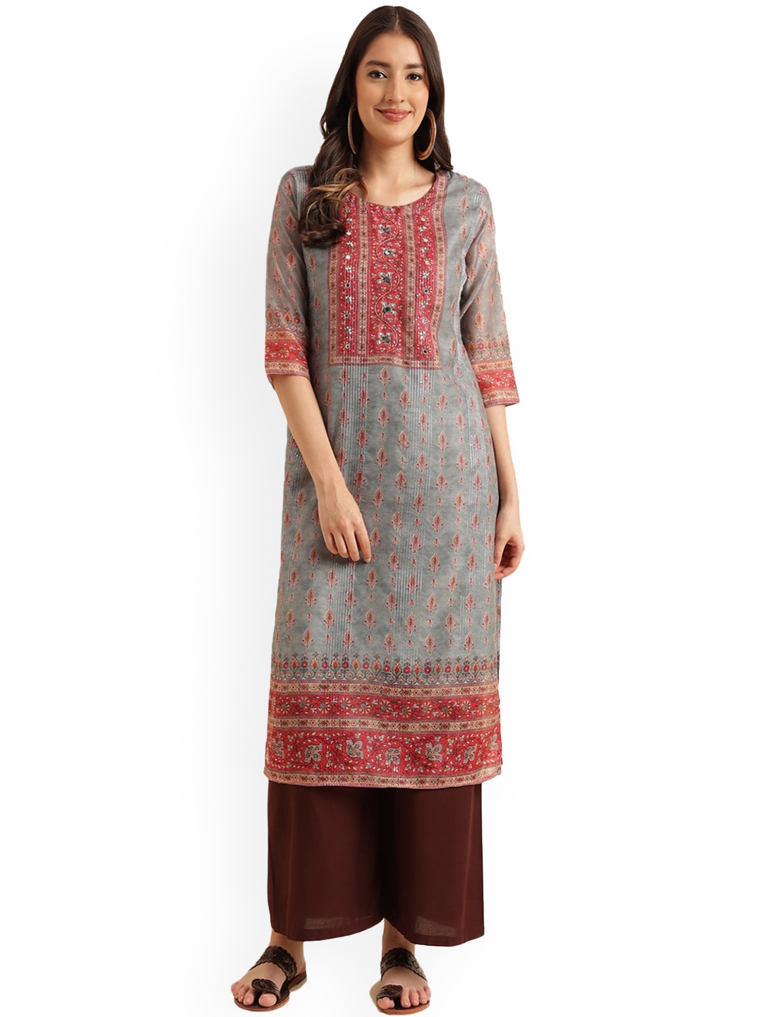 

Nimayaa Ethnic Motifs Printed Kurta, Grey